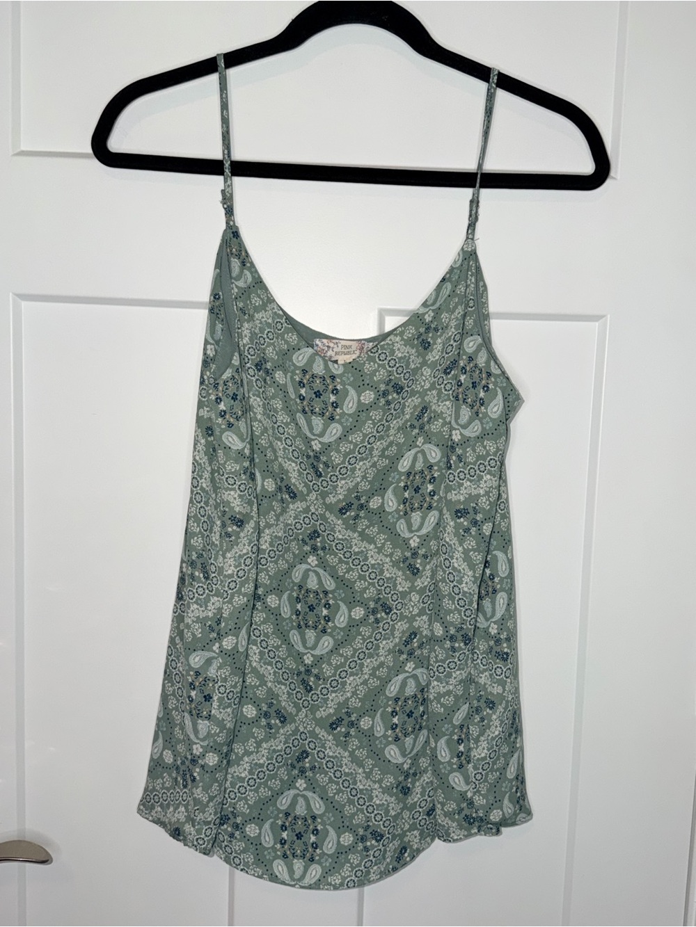 Green Paisley Spaghetti Strap Tank